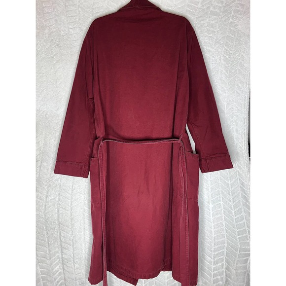 L.L. Bean Open Front Belted Trench Coat Burgundy - Picture 2 of 7